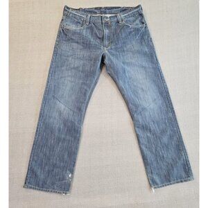 Levis 514 Jeans Men 38x30 Silver Blue Slim Straight Flap Pocket Denim Pants VTG